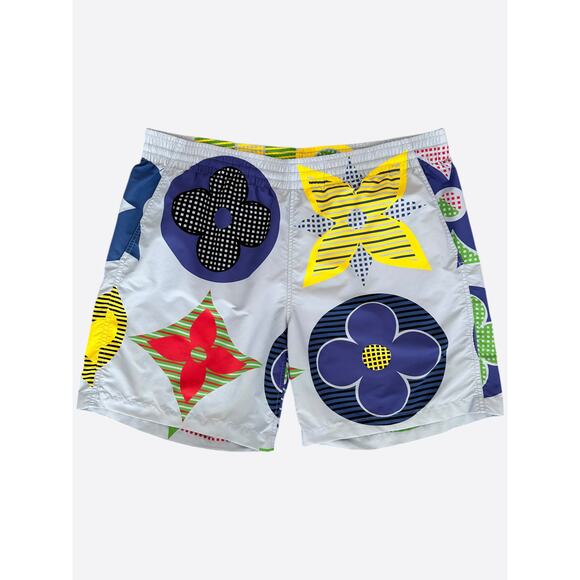 Louis Vuitton Grey Multicolor Flower Monogram Swimshorts